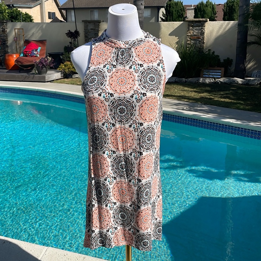 Lightweight sleeveless pull-over mini dress / long shirt by Monteau | XS